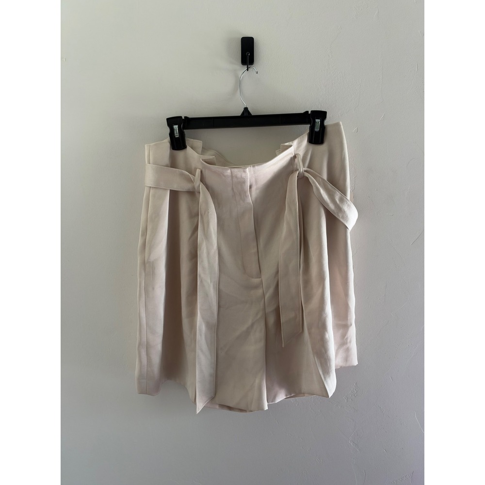 Anne Klein Women Cream Beige High Waisted Tie Waist Dress Shorts NWT
